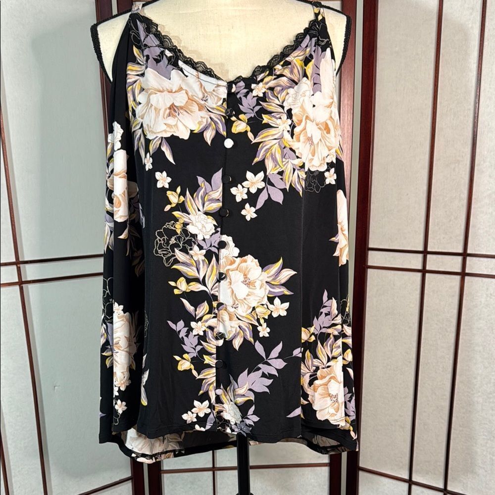 Torrid Cream and Black Asymmetrical Camisole